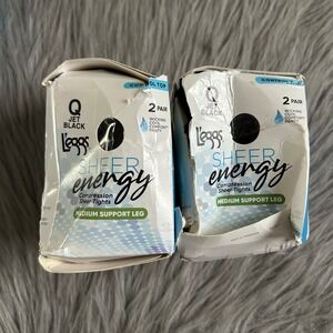 L'eggs Compression‎ Sheer Pantyhose Tights Womens Size Q Large Control Top Black